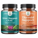 Paket podpore jeter NAC dodatek z mlekom Thistle Extract, N Acetil Cysteine in Artichoke, in zeliščnih ščitnic podporo kompleks - Potent Kelp Iodine za Hormone Balance - Mood & Energija