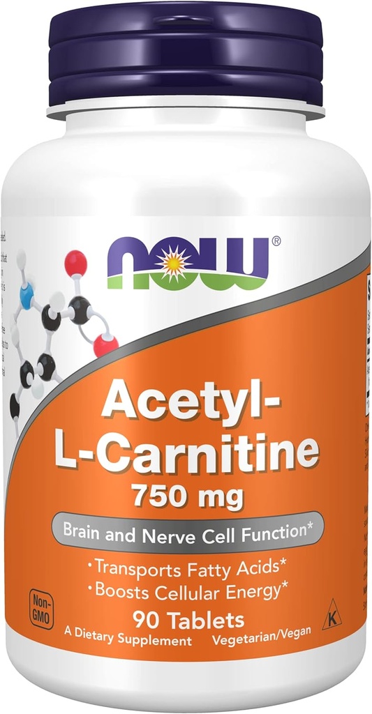 NOW Foods Acetil-L-karnitin 750 mg - 90 tablet