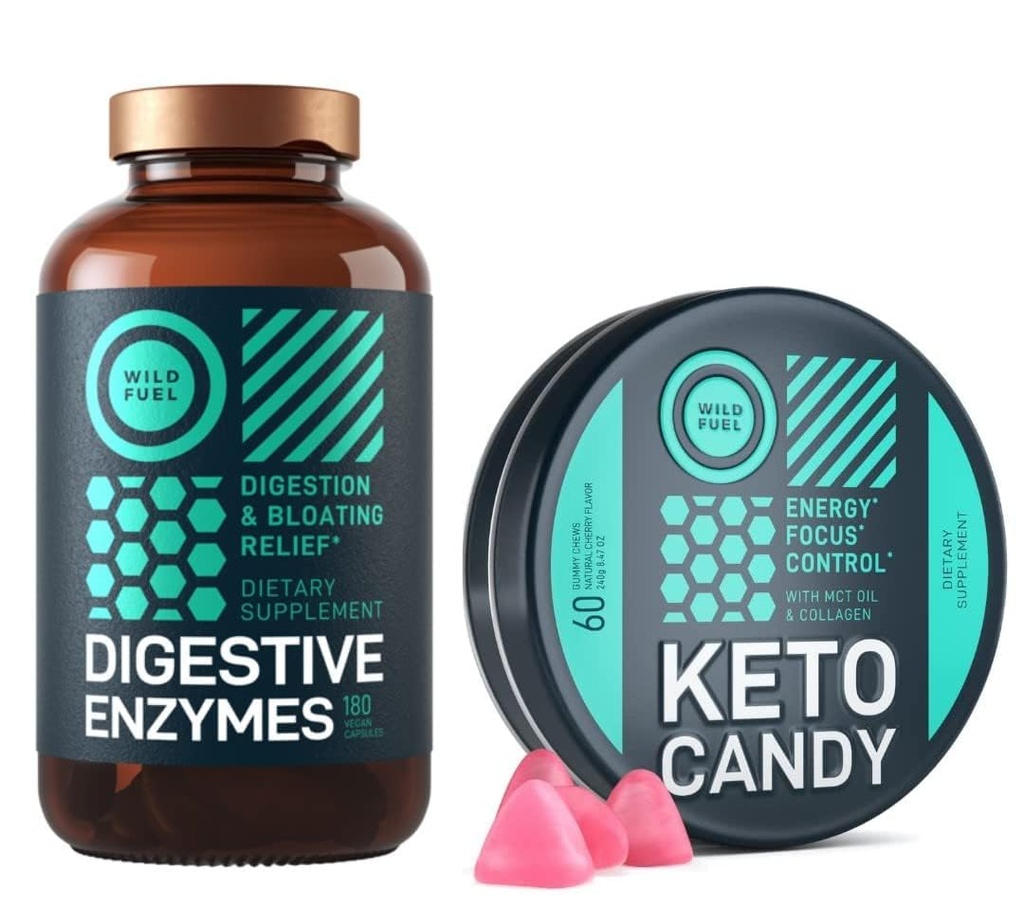 WILD FUEL Keto Candy z MCT olje in kolagen in prebavne encime s probiotičnim in prebiotični paket