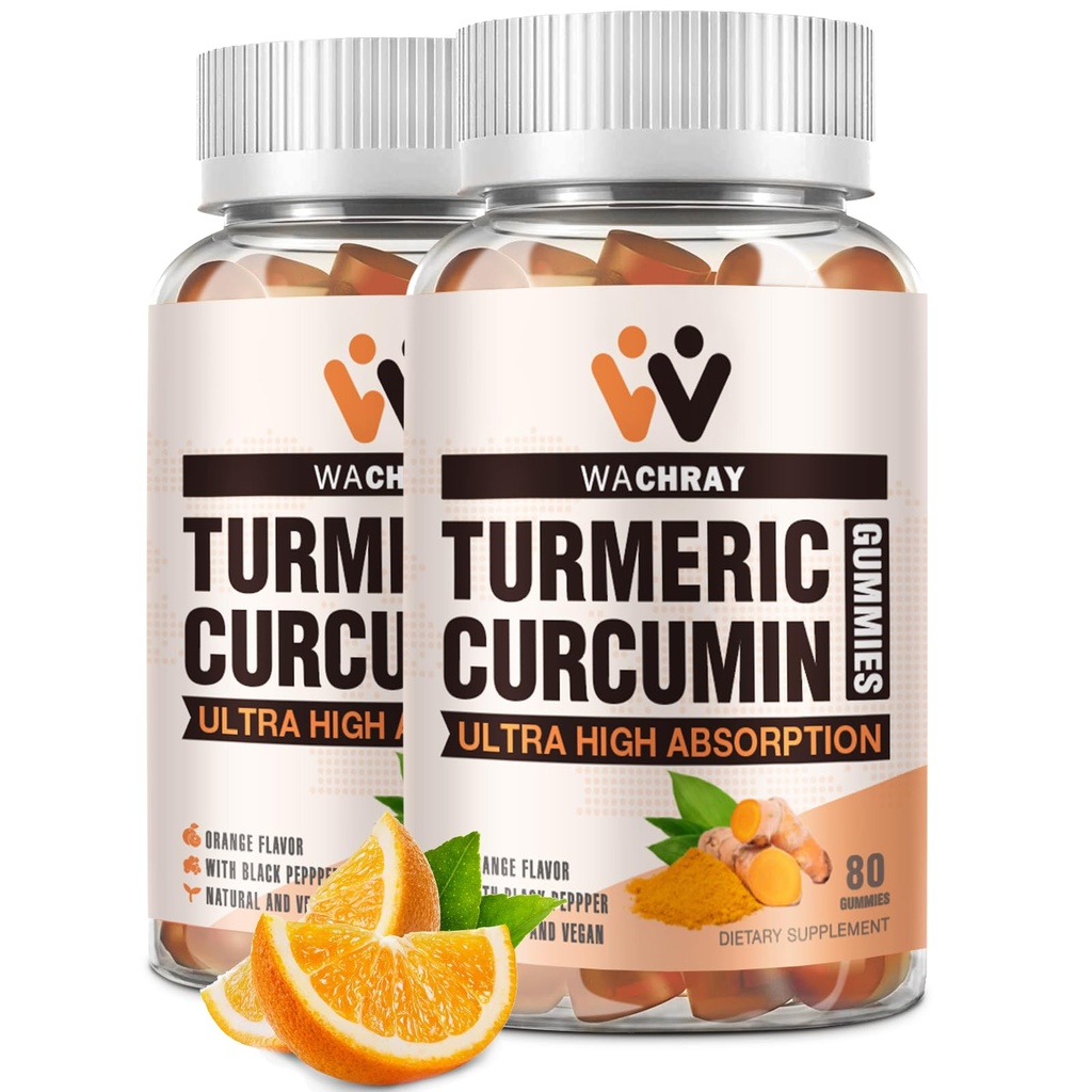 Kurkumin Gumiji z ingverjem in črnim poprom Ekstrakt - 2 Pack Tumeric Gummy dopolnila za vnetje bolečine Skupno Hujšanje Zdravstvena podpora - Vegan, Organic, Želatina - za odrasle in otroke