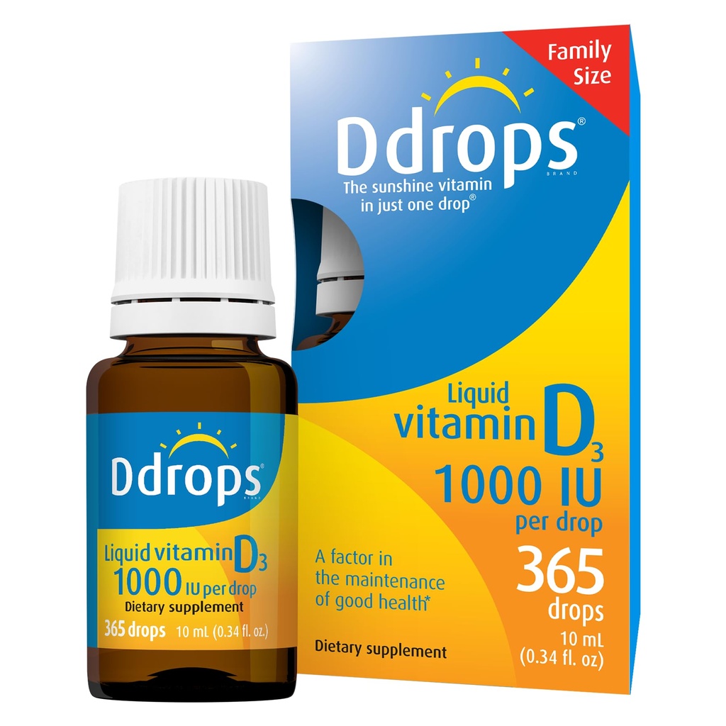 Ddrops Odrasli 1000 i.e. 365 kapljice - tekoči vitamin D3 dodatek, podpora močne kosti in imunski sistem
