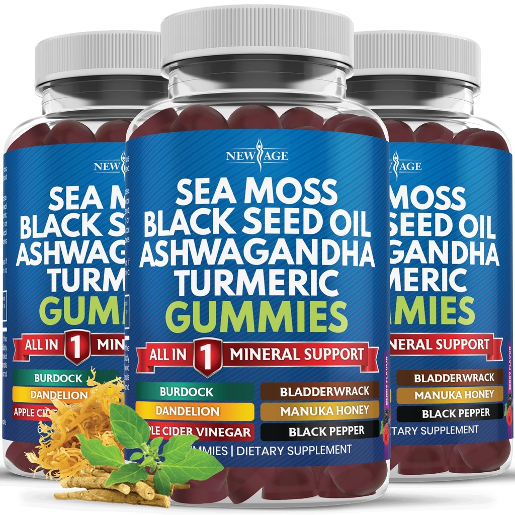 Sea Moss Gumies, Sea Moss, Črno seme, Ashwagandha, Kurkurja, Manuka Honey, ACV, Dandelion, Črna paprika, Burdock, Bladderwrack, Vegan- 180 grof