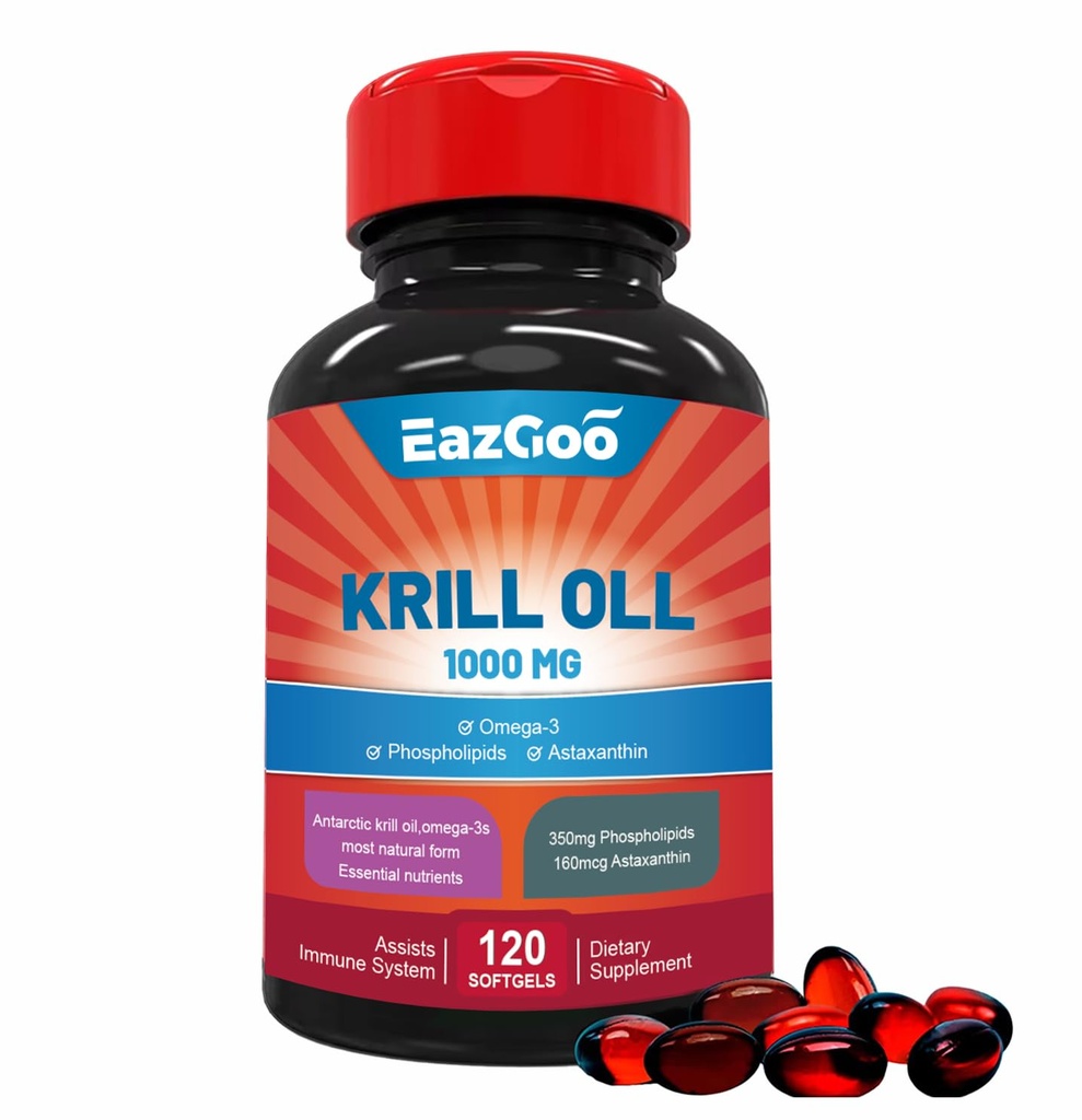 Antarktika Krill olje 1000mg, Omega 3 Dopolnilo, EPA, DHA, Fosfolipidi in Astaksantin- 120 Mehkužci