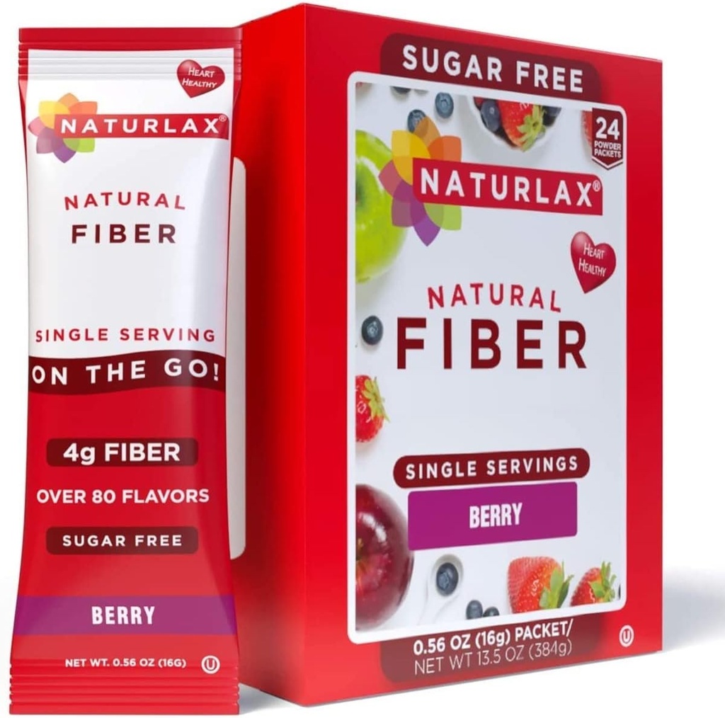 Psyllium Husk Fiber v prahu brez sladkorja (Berry - 24 paketov)
