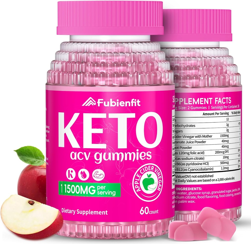 (2 paket) Keto ACV Gummies Napredna Formula 1500MG Keto Gummies Apple Cider Viner Oblikovan z Granatni beet Juice v prahu B12 Vegan Non GSO 120 Gummies
