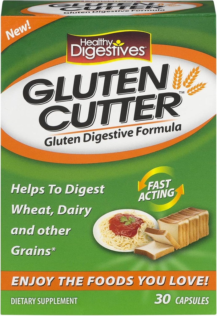 Zdravi naravni sistemi Zdrave prebavne motnje Gluten Cutter, 60 kapsul (2 škatle po 30 vsak)