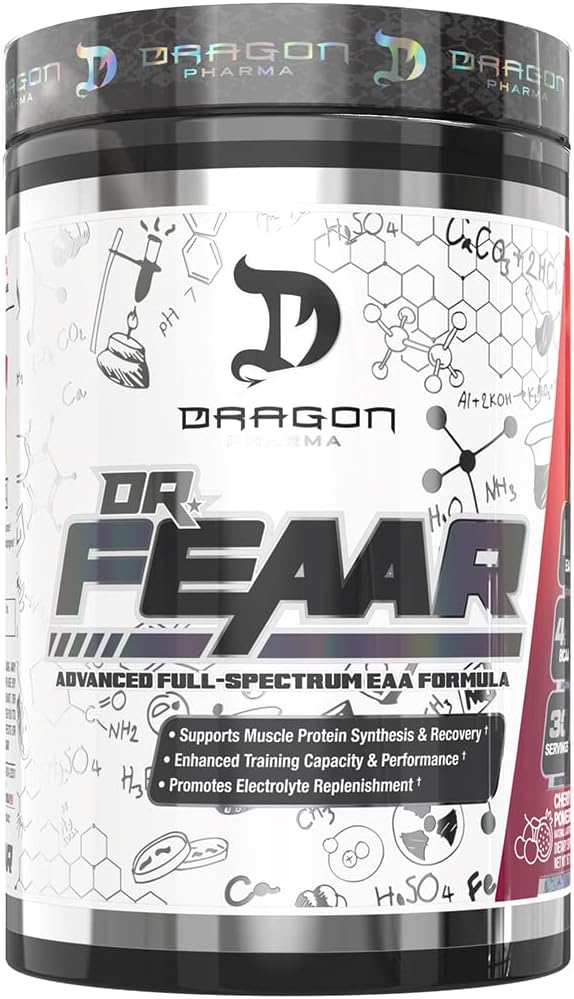 DRAGON PHARMA Dr. FEAAR® Advanced Full-Spectrum EAA Matrix, podpira sintezo in regeneracijo mišičnih beljakovin, izboljšano zmogljivost in zmogljivost treninga (30 strežb, Cherry Granate)