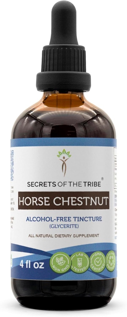 Skrivnosti konjske oreške Tinkture brez alkohola Tekoči ekstrakt, konjski orešček (Aesculus hippocastanum) posušeni orešček (4 FL OZ)