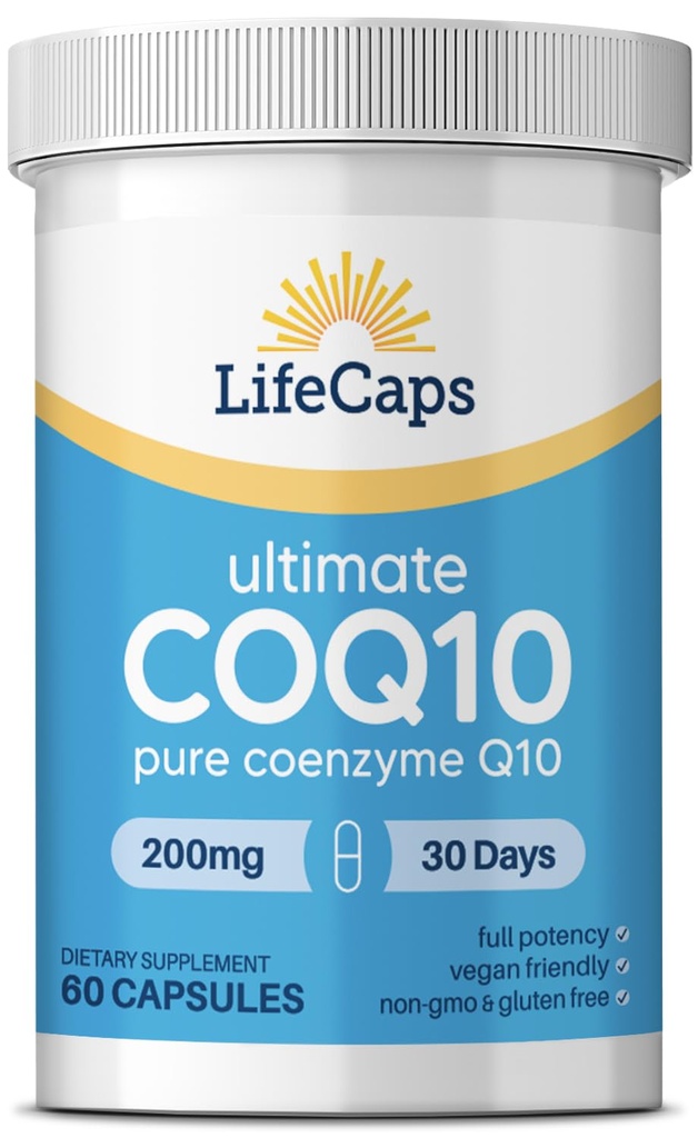 LifeCaps CoQ10 200mg - Ultimate CoQ10 - Ultra visoka absorpcija Q10 dodatki - 60 Count