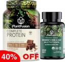 PlantFusion Protein Powder & Organic Ženski multivitaminski paket – 21g Rastlinsko-bazenski proteini z BCAA, Čiste sestavine, & Okusna aroma Plus 19 Esencialni vitamini za energijo, imuniteto in srce Hea
