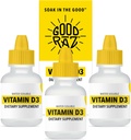 Kapljice vitamina D za odrasle - vodotopne tekoče D3 kapljice - Močne tekoče kapljice vitamina D - brez Stir, Non-GMO, Kosher - D3 Tekoča za dodajanje pijači ali hrani, brez arome - 12-mesečna dobava (3)