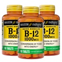 MASON NARAVNA B,12 1000 mcg hitra raztapljanje, 300 dnevna dobava za zdravo pretvorbo hrane v energijo (3 paket)