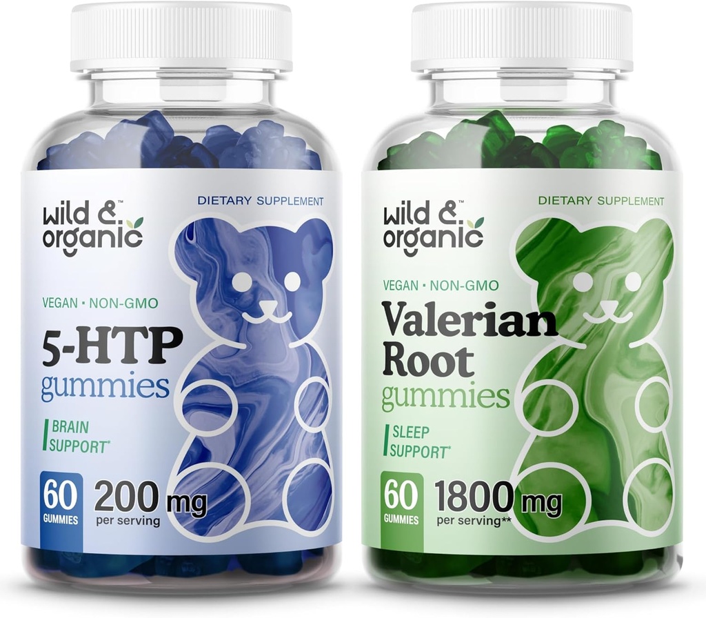 Wild & Organic 5HTP Gumies & Valerian Root Gumies 60 Count