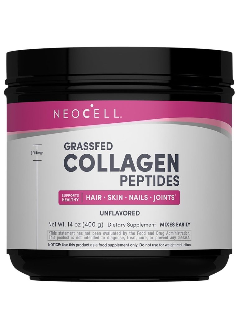 NeoCell Super Collagen Peptides, 10g Kolagen Peptides na serviranje, Gluten Free, Keto prijazno, Ne-GMO, Trava Fed, Zdravi lasje, Koža, Nails in Joints, Nearomaden prašek, 14.1 oz., 1 Kanister
