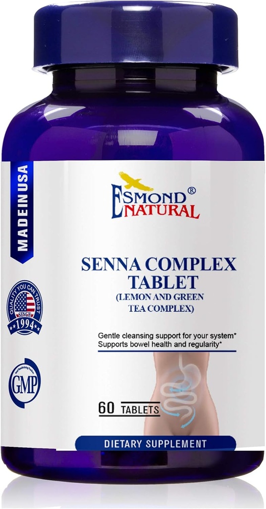 (8 Pack) Esmond Natural: Senna Complex Tablet - Lemon & Green Tea (Zdravje las, čiščenje & Rednost), GMP, Naravni izdelek Assn Certified, Made in USA - 620mg, 480 Tablets
