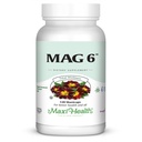 Maxi Health MAG 6 - Magnezij (kot Oksid, Glicinat) z vitaminom B6 - migrena, mišični krči, podpora za ledvični kamen - magnezijev dodatek za ženske in moške - 120 kapsul - Košir
