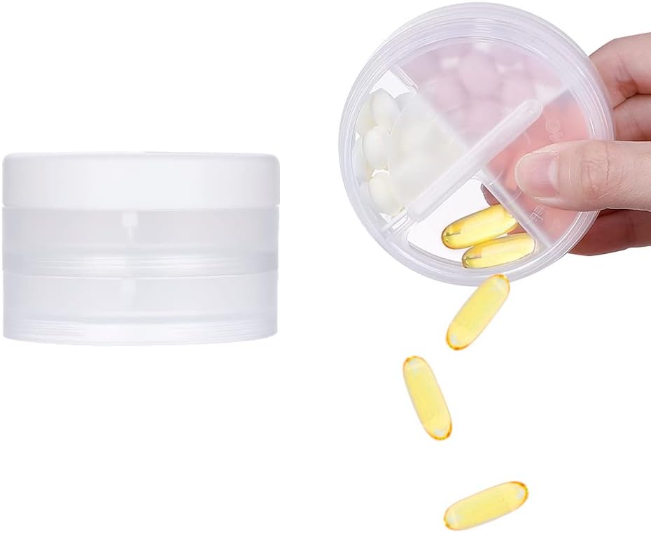 2 Layers tablete Case, KIGI Daily Pill Organizator z 8 oddelki 1 dan 4 krat Prenosne tablete Box Vitamin Organizator za potovanja (Počisti 3.1-2Inch)