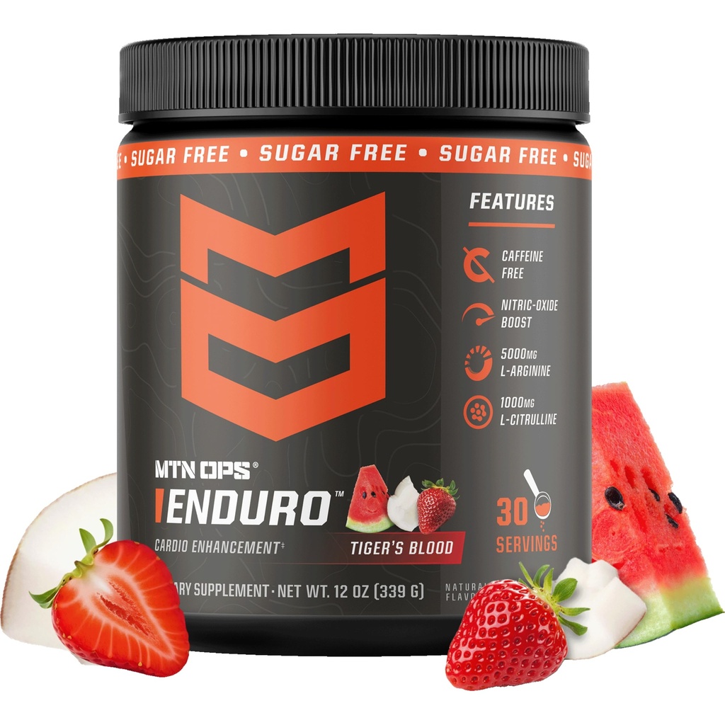 MTN OPS Enduro Dodatek dušikovega oksida & Stim-free Predworkout - 30 Serving - z magnezijevim citratom, pesnim korenskim praškom, niacinamidom, L Arginin & L citrulin - Tigrova kri aroma