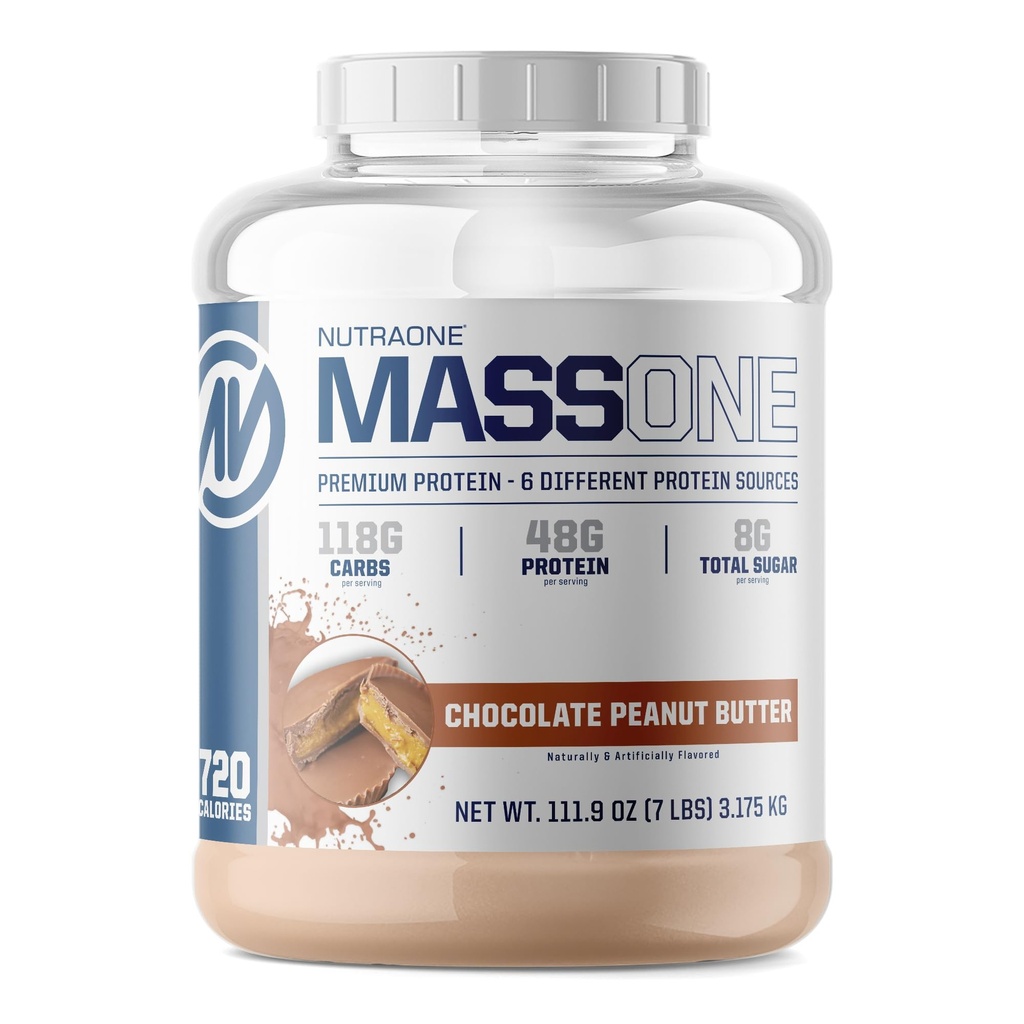 NutraOne Massone Gainer Protein Powder Pridobiti Mass Beljakovine Zamenjava (čokoladno arašidovo maslo - 7 funtov.)