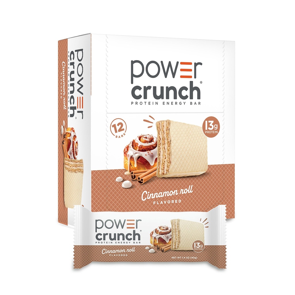 Power Crunch Protein Wafer Bars, Visoke beljakovine Prigrizki z okusom, Cimet Roll, 1,4 Ounce (12 Count)
