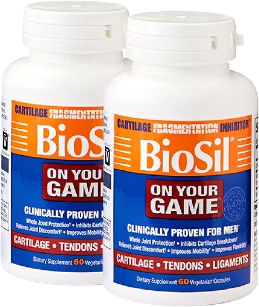 Biosil Na vaši igri - 60 Veggie kapsule, paket 2 - s patentiranim ch-OSA kompleks - povečanje kolagen proizvodnje za skupno lajšanje bolečine, prilagodljivost in razpon gibanja - GSO brezplačno - 60-dnevno oskrbo