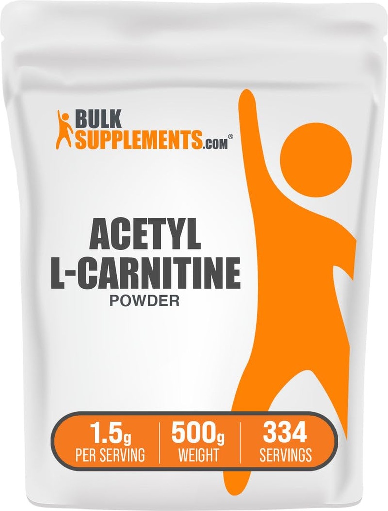 BulkSupplements.com Acetil L-karnitin prašek - kot ALCAR HCl, karnitin dodatek - Gluten Free, 1,5g na serviranje, 500g (1,1 lbs) (Pack of 1)