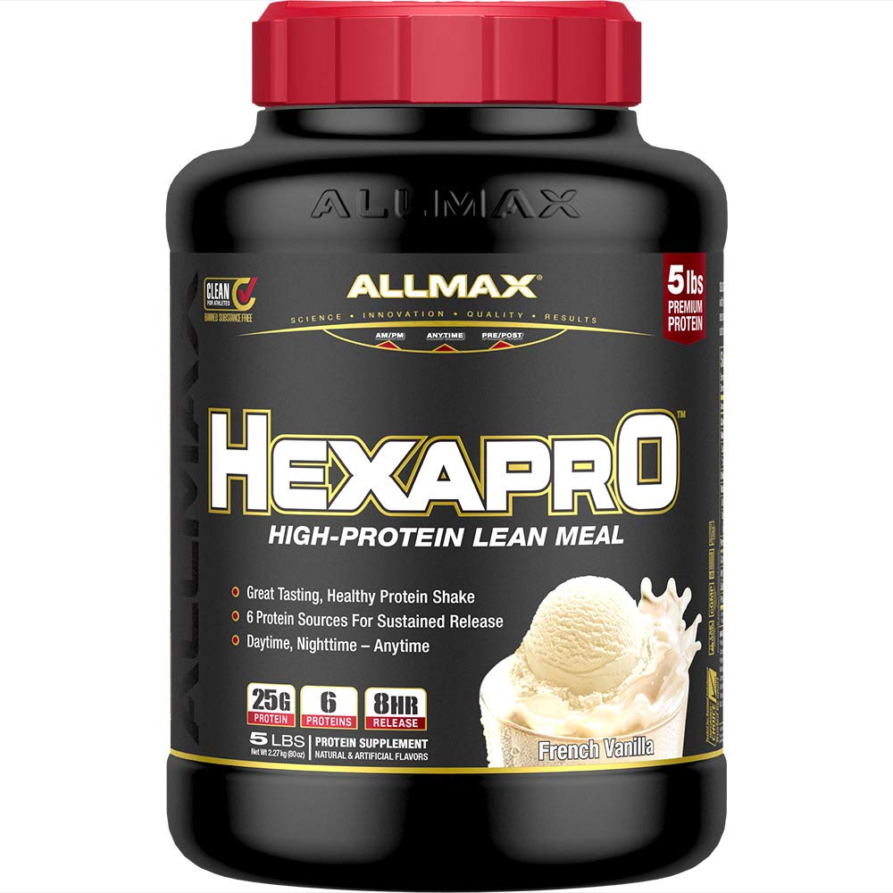 ALLMAX Nutrition HEXAPRO, francoska Vanilla - 5 lb - 25 Gram beljakovin na strežbo - 8-urna release - Zero Sugar - 52 Servisi