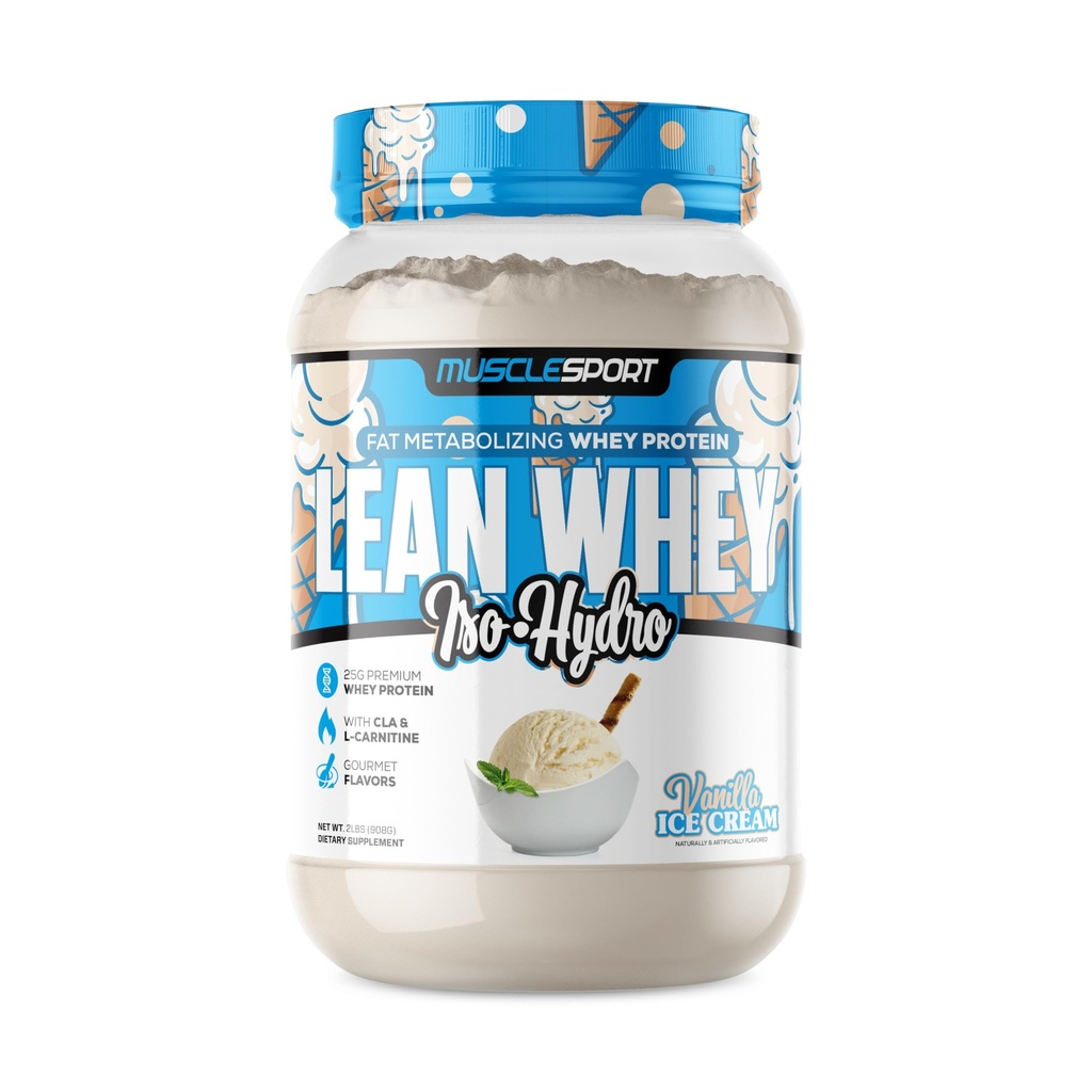 Musclesport Lean Whey RevolutionTM Protein Powder - izolat sirotkinih beljakovin - nizkokalorični, nizkokalorični, nizkomaščobni, neverjetne arome - 25g beljakovine na Scoop (2LB, Vanilla)