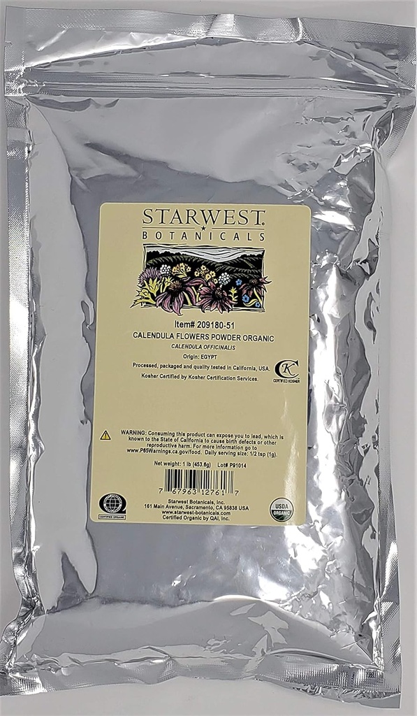 Starwest Botanicals Organic Calendula Cvetje v prahu, 1 funt