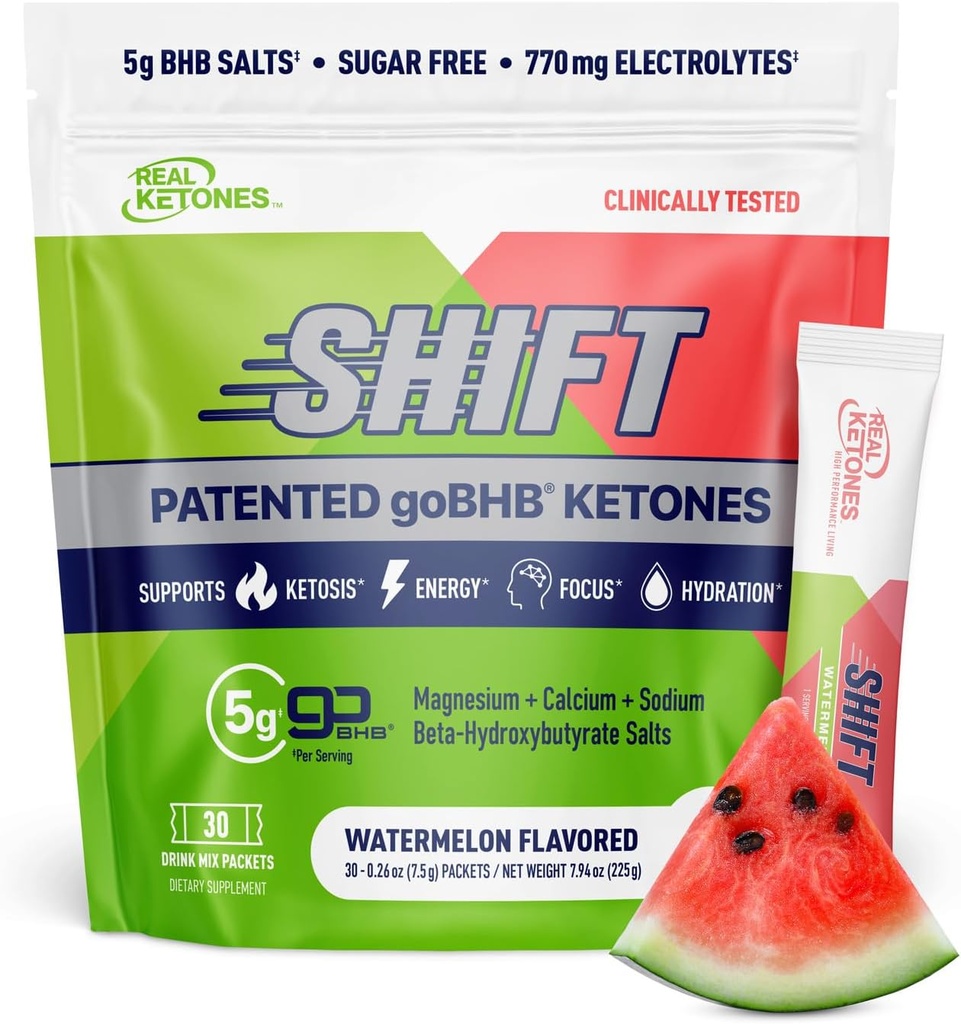 Real Ketones BHB Eksogeno Ketones Drink Mix Packets Keto Elektroliti Powder Packets No Sladkor s 4 Glavnim napenjanje Elektroliti Plus Hidrating Patented Keto BHB - 30 Count Watermelon