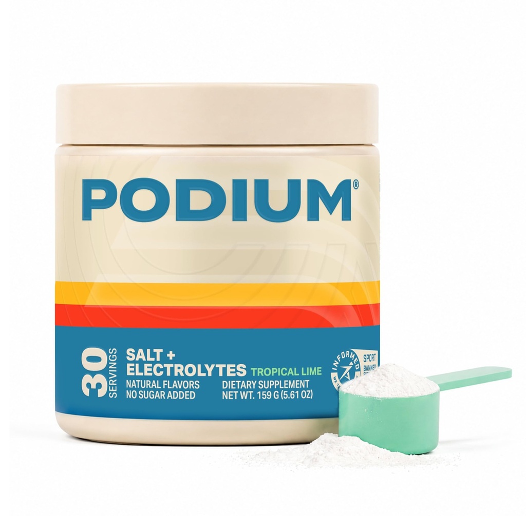 Podium Nutrition Training Salt + Elektrolites Powder, Tropsko apno, Post Wordout Hydration & Muscle Recovery Support, Elektrolit Drink, Magnezij, Kalij, Kalcij, Natrijeve soli, 30 Serving