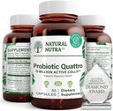Natural Nutra Probiotic Quattro – Napredno Probiotic dodatek s 4 Močni sevi Vključno z Lactobacillus Acidophilus, Bifidus – Podpira Prebavno in imuno zdravje – 50 Vegetarijanske kapsule