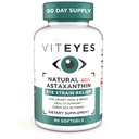 Viteyes Natural Astaksantin, Olajšajte utrujene oči in oči sev, Izvira iz alge, Kožna Hidracija, Heart & Brain Health, 4 do 8 mg Naravni astaksantin, 90 Mehkužci