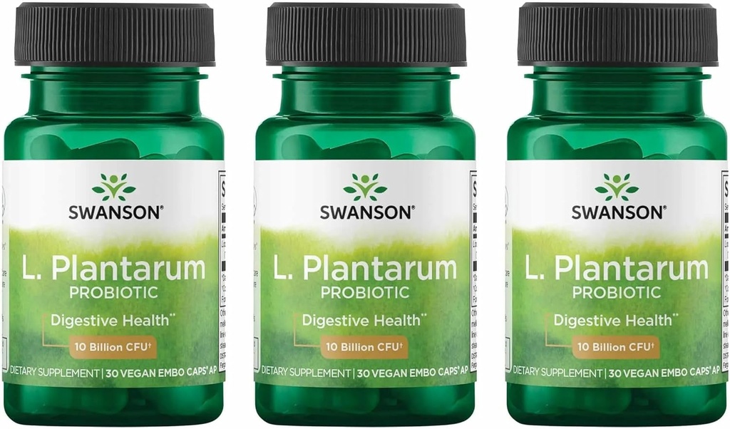Swanson L. Plantarum - Prebavni dodatek za spodbujanje ravnotežja prebavil in regularnosti kosti - naravna formula za pomoč pri zmanjševanju napihnjenosti - (30 Veggie kapsul) 3 pakiranje