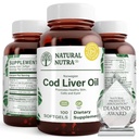 Natural Nutra Norvegian Cod Jetra Oil dopolnilo, Pomaga ohraniti kožo, pomaga ohraniti gostoto telesa, zdravje oči in živcev funkcijo, Spodbuja zdravje zob, Podpira kardiovaskularno zdravje, 100 Softgels