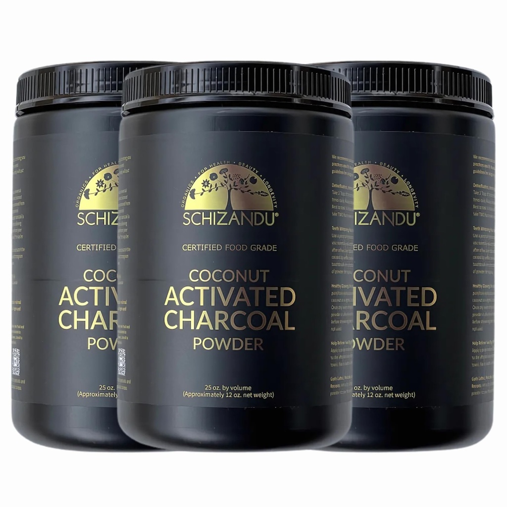 Organski Charcoal prašek Aktiviran Charcoal naravni, veganski, organski, brez GSO - velika steklenica 25 oz prašek - 3 pakiranje