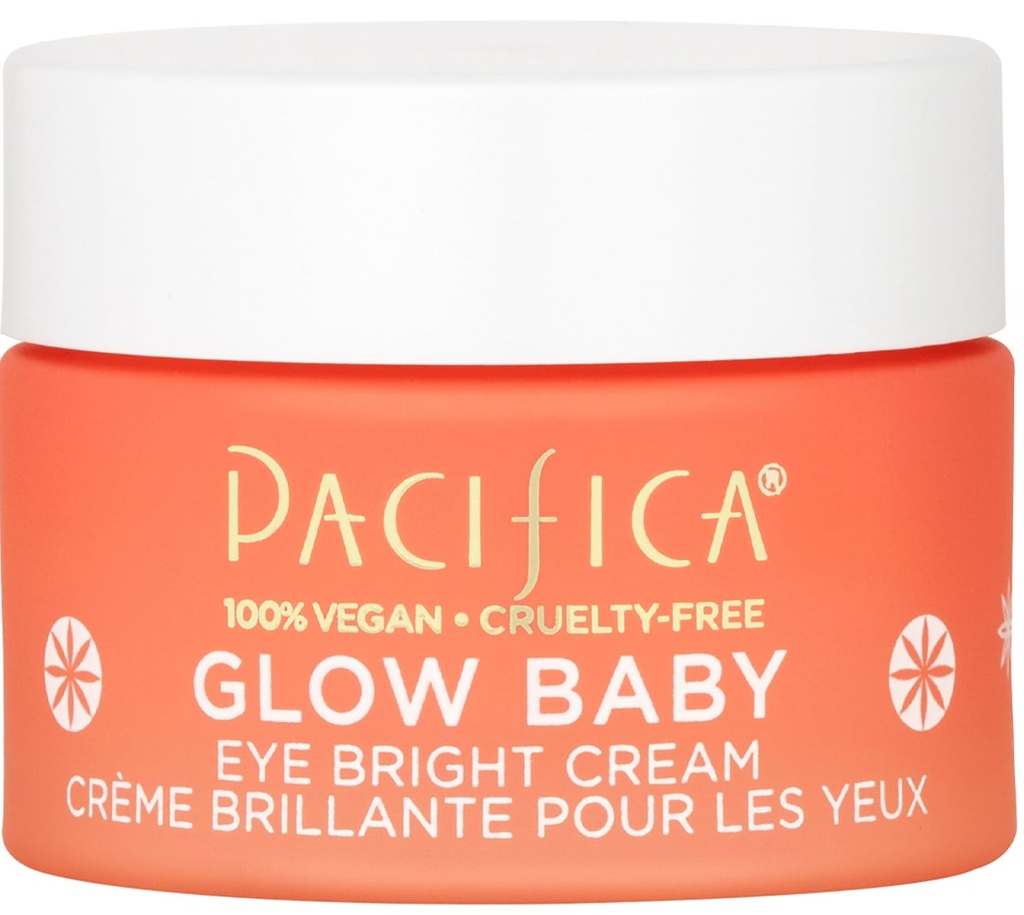 Pacifica Glow Baby Posvetlitev oči krema – Vitamin C pod oči krema za temne kroge & Puffiness, Kofein-infundirani oči Brightener za utrujene oči Fragrance-Free 0.5 oz Clean Vegan Dermatolog Tested