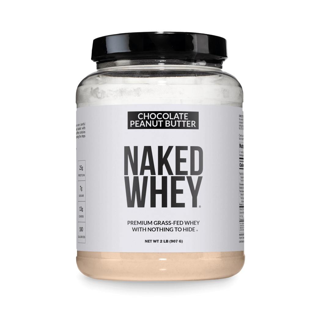 Naked Whey Chocolate Peanut Butter Protein Powder, Grass Fed Whey, Brez gensko spremenjenih organizmov, brez soje in gluten. Nič Umetna, pomoč rast in okrevanje - 21 Servisi