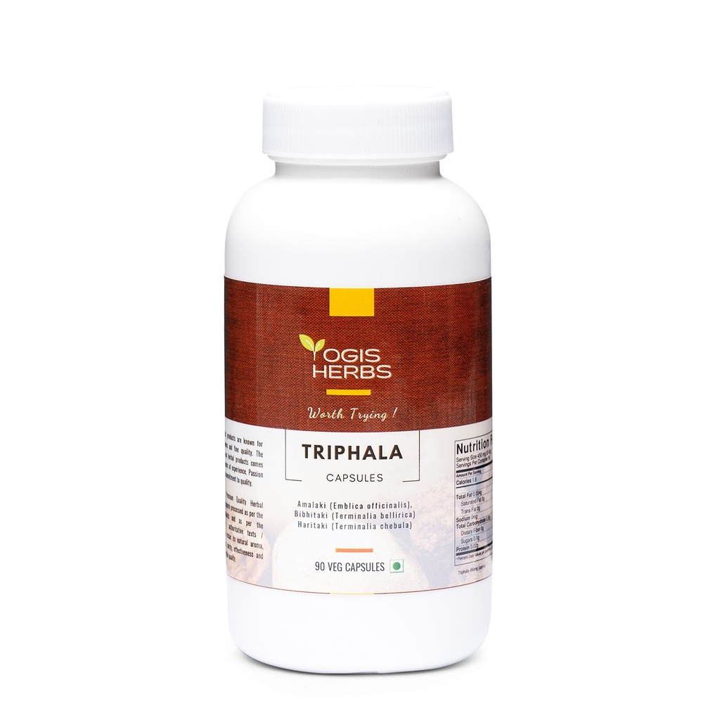 YOGIS HERBS Trifala Kapsule Amalaki (Emblica Officinalis), Bibhitaki (Tterminalia Bellirica) in Haritaki (Tterminalia Chebula) 90 Veg kapsule