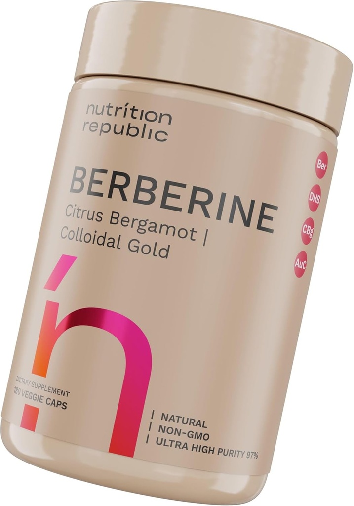 Berberine dodatek 1500mg, Ultra visoka moč Berberine kompleks s Citrus Bergamot, koloidno zlato in berberine Hcl, dihidroberberine dodatek