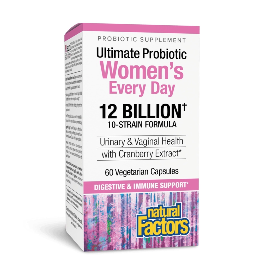 Naravni dejavniki Ultimate Probiotic ženski vsak dan - Prebavna zdravstvena podpora dodatek - Probiotični dodatek za urni traktat in vaginalna zdravstvena podpora - 60 Vegetarijanske kapsule (60 Serving)