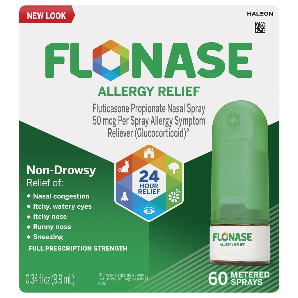 Flonase Alergija Relief nosni pršilo, 24 ur non Drowsy Alergija Medicine, Metered nosni pršilo - 60 Spray
