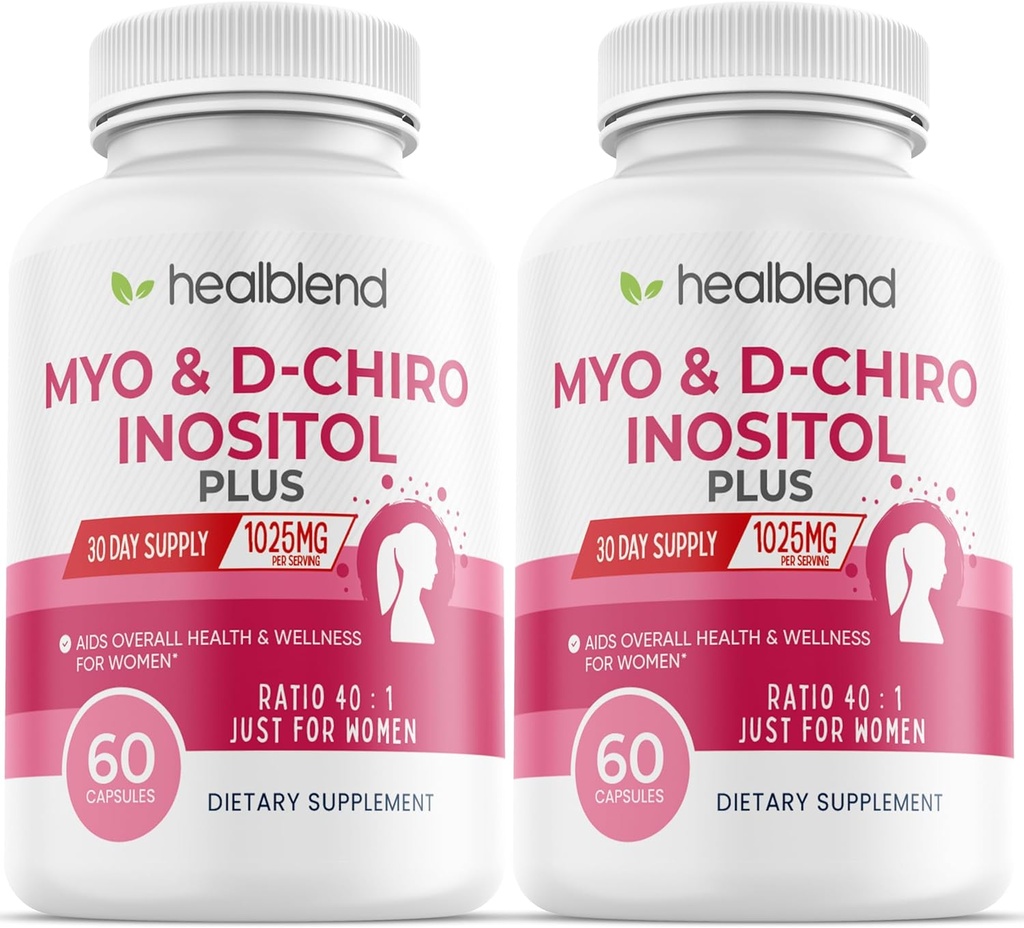 Myo & D-Chiro Inositol Plus dodatek mešanica, hormonsko ravnovesje, zdravo ovulacijo in splošno podporo za dobro počutje za ženske, plodnost in zdravje nosečnosti (2 paket)