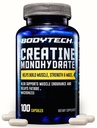 BODYTECH Kreatin monohidrat Kapsule mikroniziran a Podpira mišično moč, maso in vzdržljivost (100 kapsul)