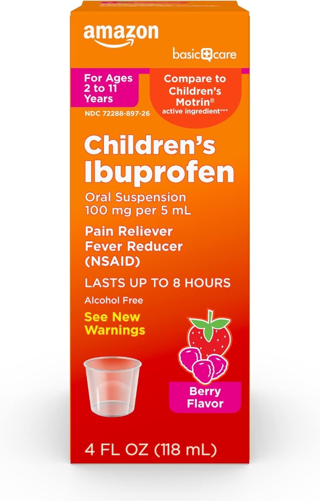 Ibuprofen peroralna suspenzija za otroke 100 mg, Berry, 4 fl oz (paket po 1)