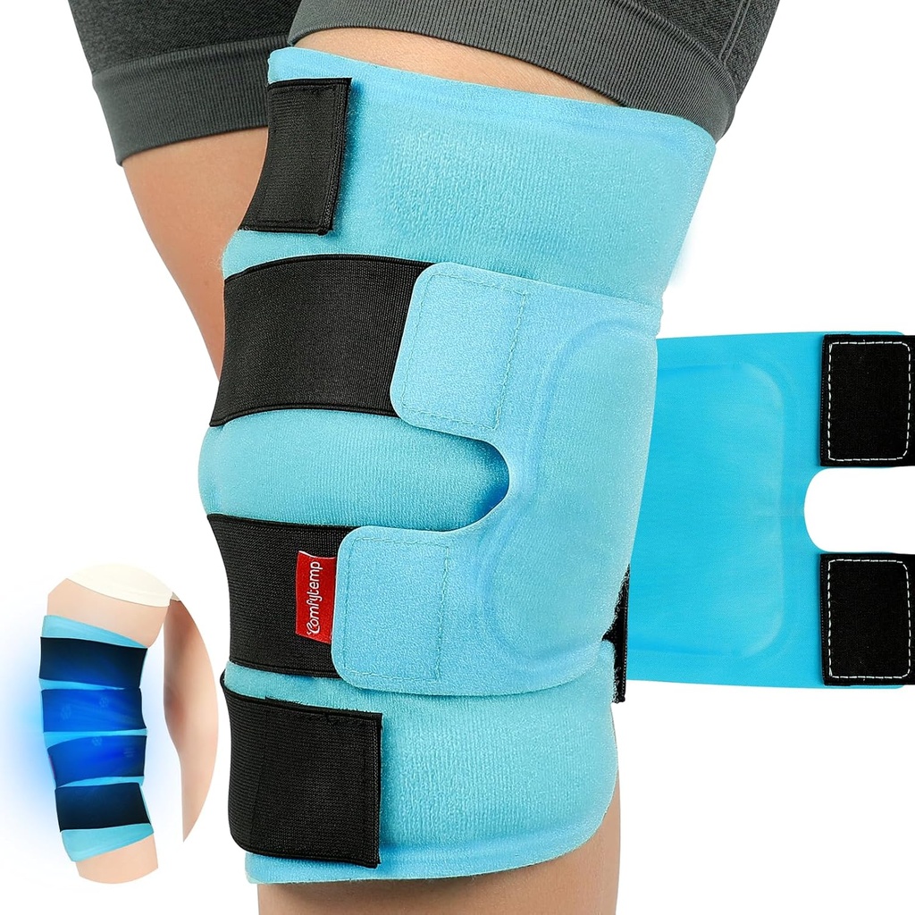 Comfytemp Velika kolena Ledeni paket Ovitek ponovno uporaben Gel, Polna pokritost Kolena Hladno stiskanje Brack za poškodbe, Pain Release, Zamenjava okrevanje, Artritis, ACL, Po operaciji dobili dobro darilo, 23,6 "x11.8"