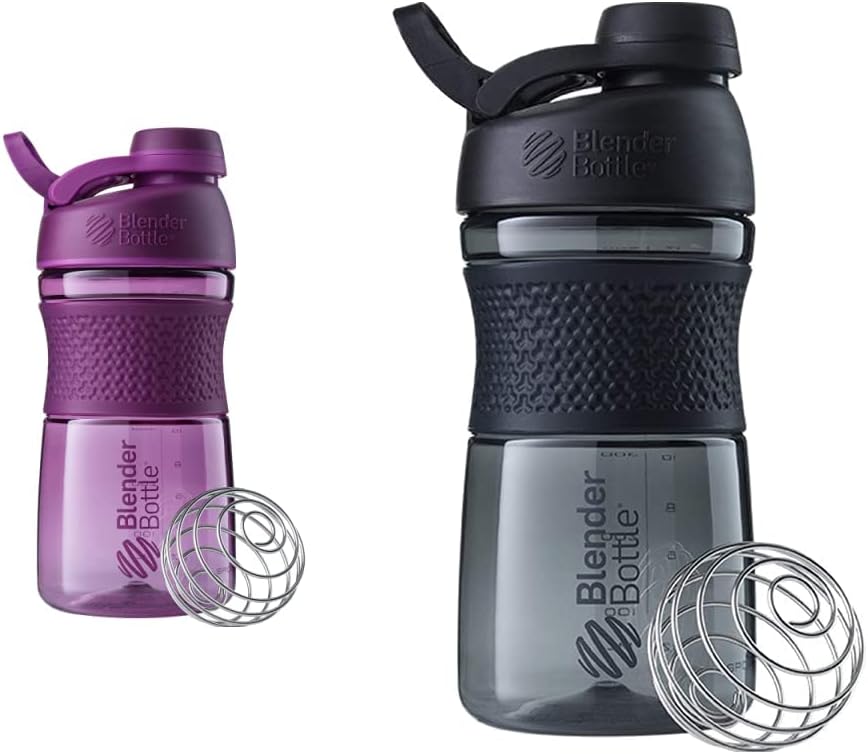 BlenderBottle 20-ounce črne in slivove beljakovine Shaker steklenice z BlenderBall žice whisk