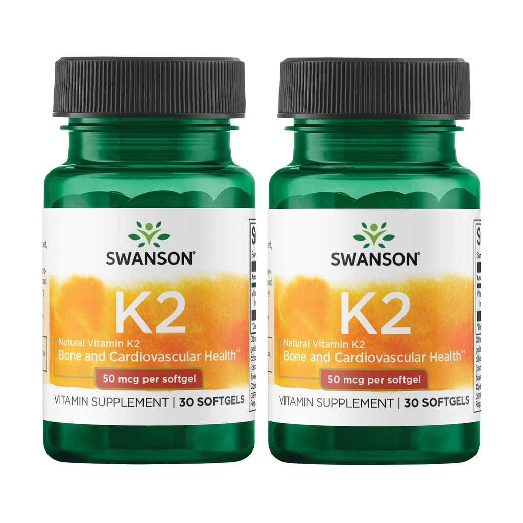 Naravni vitamin Swanson K2 (menakinon-7 iz Natto) 50 μg 30 sgel (2 pakiranji)