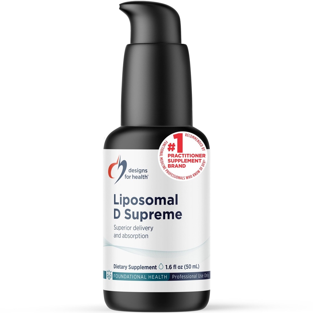 Designs for Health Liposomal D Supreme Vitamin D Liquid - 2500 i.e. Vitamin D3 + Vitamin K (K1 + K2) - Liposomi za superior absorpcijo - ne-GMO dodatek (100 strežb / 1,7oz)