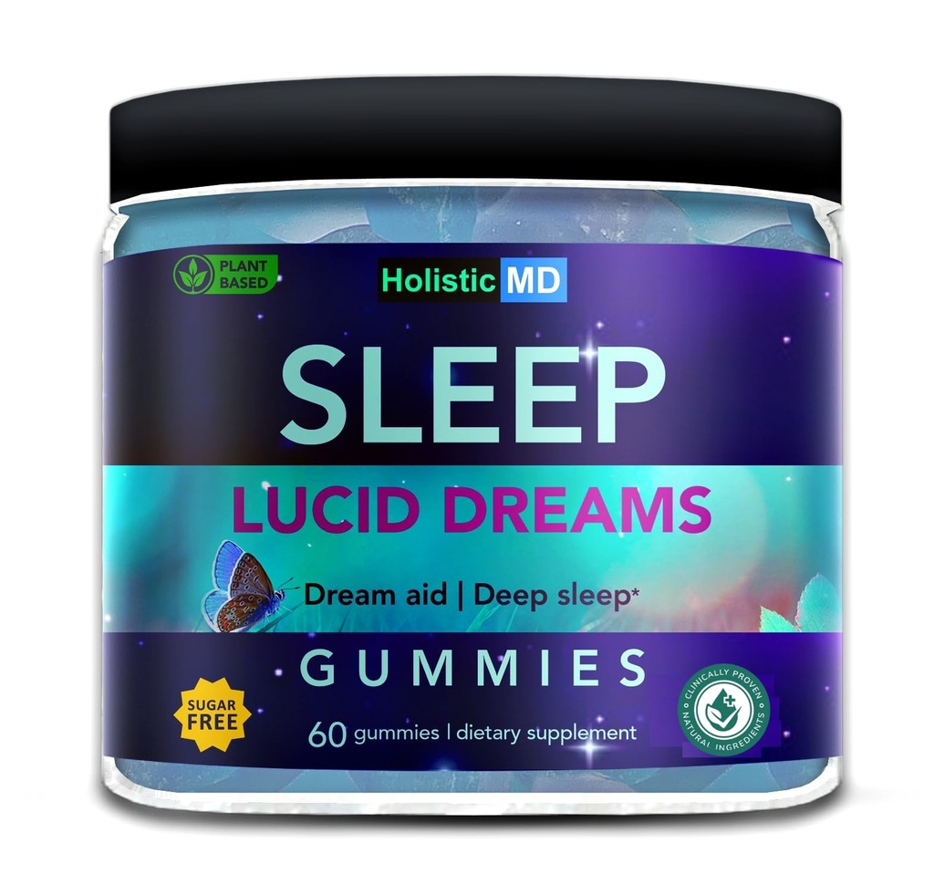 Lucid Sanje globoko spanje - Mugwort Herb 5 htp Mucuna Pruriens Choline dopolnila - Gumies Sugar Free Vegan 60 ct